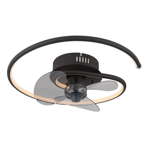 STROPNI VENTILATOR GLOBO KOREN KOVINSKI ČRN MAT LED 45CM