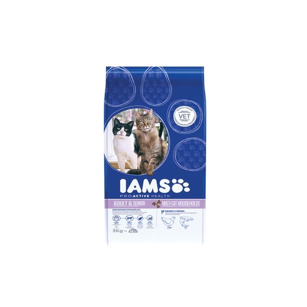 SUHA HRANA ZA MAČKA IAMS BRIKETI, ODRASLE MAČKE LOSOS - MULTICAT, 3KG