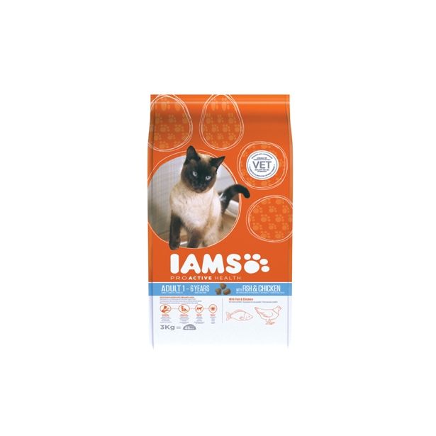 SUHA HRANA ZA MAČKA IAMS BRIKETI, ODRASLE MAČKE OCEANSKA RIBA, 3KG