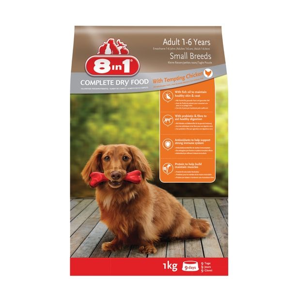 SUHA HRANA ZA PSA 8 IN 1 BRIKETI 8IN1 ZA MAJHNE ODRASLE PSE, 1 KG