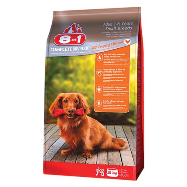 SUHA HRANA ZA PSA 8 IN 1 BRIKETI 8IN1 ZA MAJHNE ODRASLE PSE, 3 KG