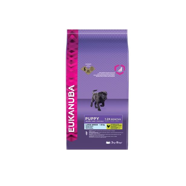 SUHA HRANA ZA PSA EUKANUBA BRIKETI VELIKE PASME MLADI PSI, 3KG