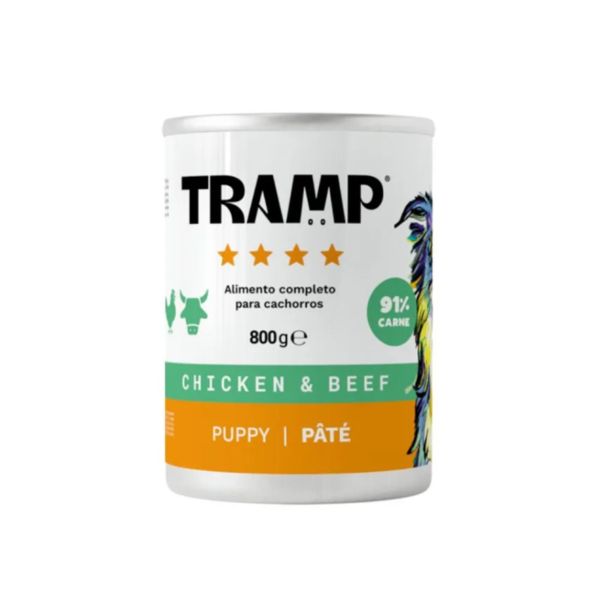MOKRA HRANA ZA PSE TRAMP 4* DOG PATE PUPPYPAŠTETA ZA PASJE MLADIČE S PIŠČANCEM IN GOVEDINO, 6 X 800 G