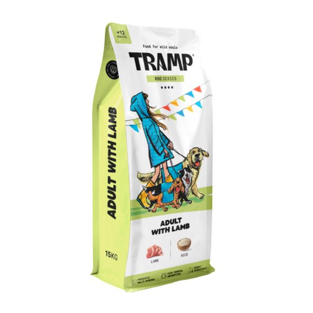 SUHA HRANA ZA PSE TRAMP ROC ADULT LAMB SUHA HRANA ZA ODRASLE PSE Z JAGNJETINO, 15 KG