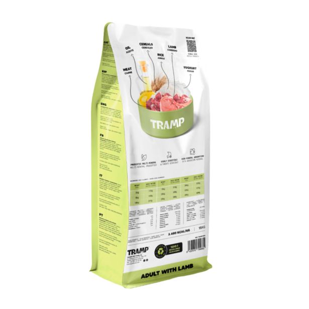 SUHA HRANA ZA PSE TRAMP ROC ADULT LAMB SUHA HRANA ZA ODRASLE PSE Z JAGNJETINO, 15 KG