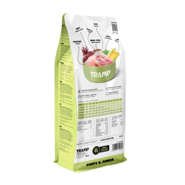 SUHA HRANA ZA PSE TRAMP ROC PUPPY&JUNIOR SUHA HRANA ZA PASJE MLADIČE IN MLAJŠE PSE, 15 KG