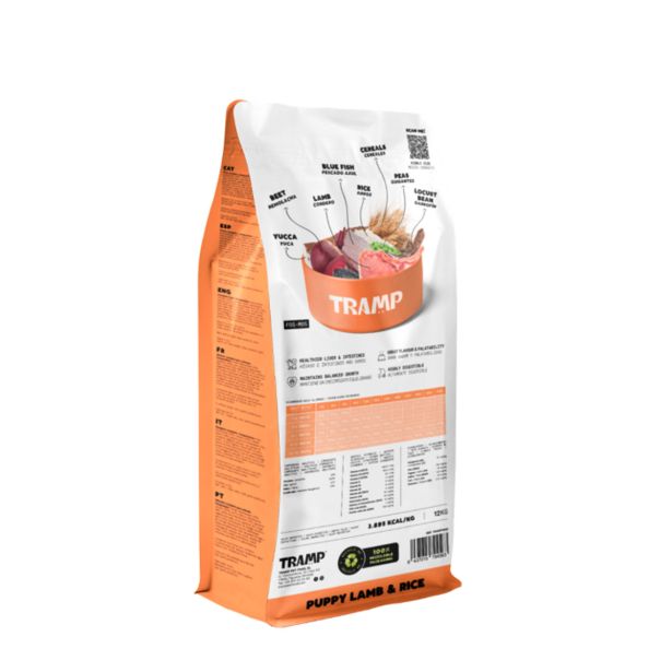 SUHA HRANA ZA PSE TRAMP SELECTION PUPPY LAMBSUHA HRANA ZA PASJE MLADIČE Z JAGNJETINO,  12 KG