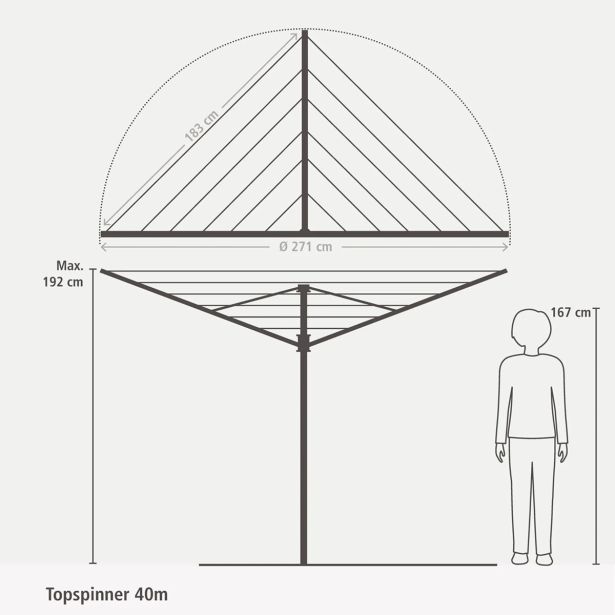 SUŠILO BRABANTIA VRTNO TOPSPINNER 40M S KOVINSKIM TULCEM