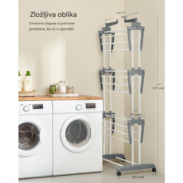 SUŠILO SONGMICS ZLOŽLJIVO PREMIČNO LLR701W01V2