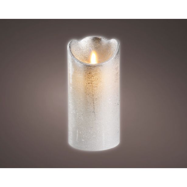 SVEČA BREZ PLAMENA LUMINEO LED, SREBRNA, FI 7.5 CM VIŠINA 15 CM