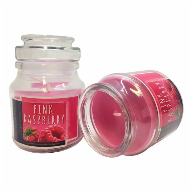 SVEČA MULLER DIŠEČA STEKLO S POKROVOM MALINA