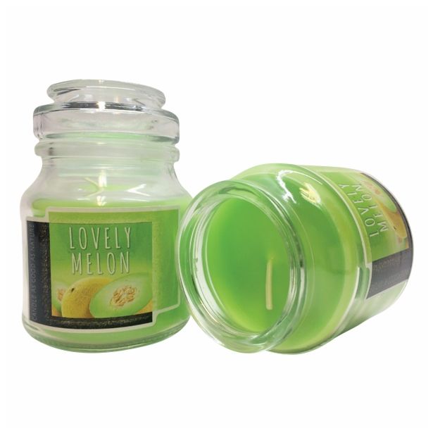 SVEČA MULLER DIŠEČA STEKLO S POKROVOM MELONA