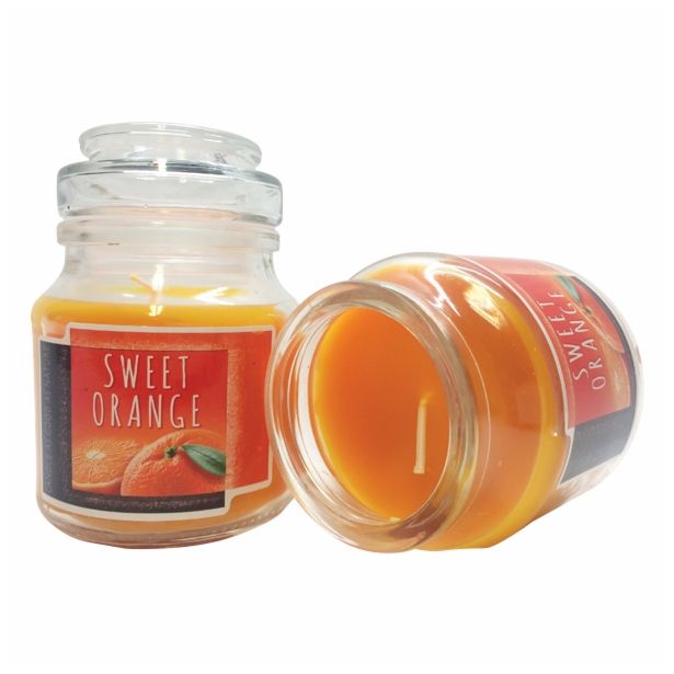 SVEČA MULLER DIŠEČA STEKLO Z POKROVOM POMARANČA