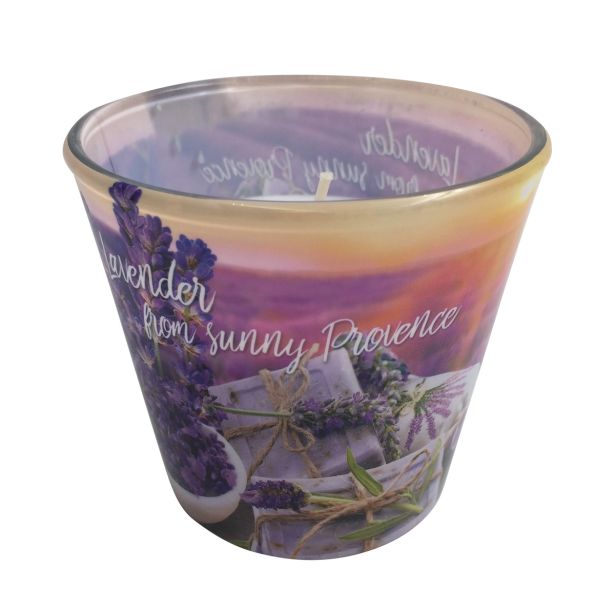 SVEČA MULLER DIŠEČA V KOZARCU 115 G LAVANDA