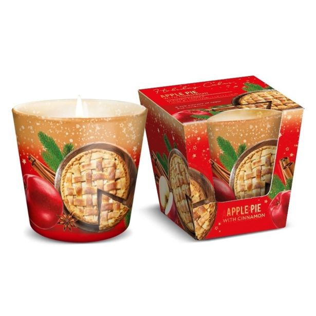 SVEČA V KOZARCU MULLER 115 G JABOLČNA PITA CIMET PIŠKOTEK Z BRUSNICAMI