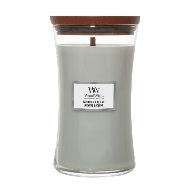 SVEČA V KOZARCU WOODWICK CLASSIC LARGE LAVENDER & CEDAR