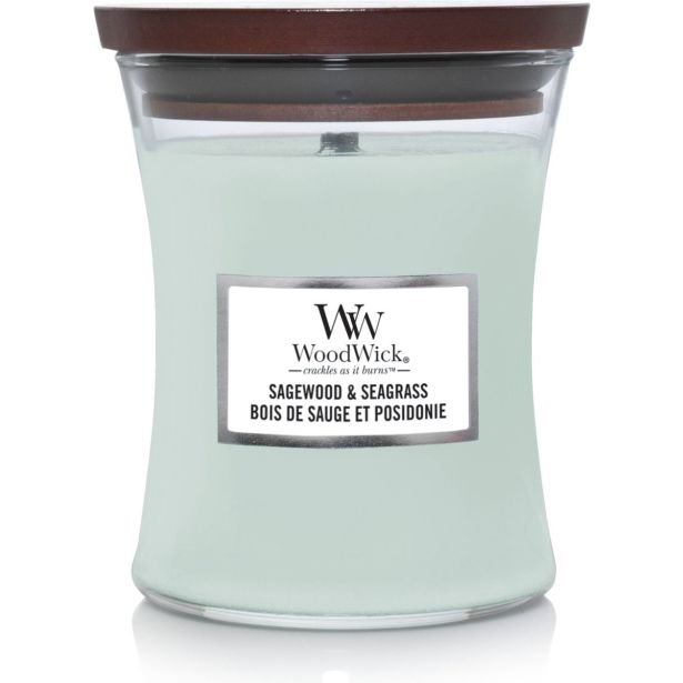 SVEČA V KOZARCU WOODWICK CLASSIC MEDIUM SAGEWOOD & SEAGRASS