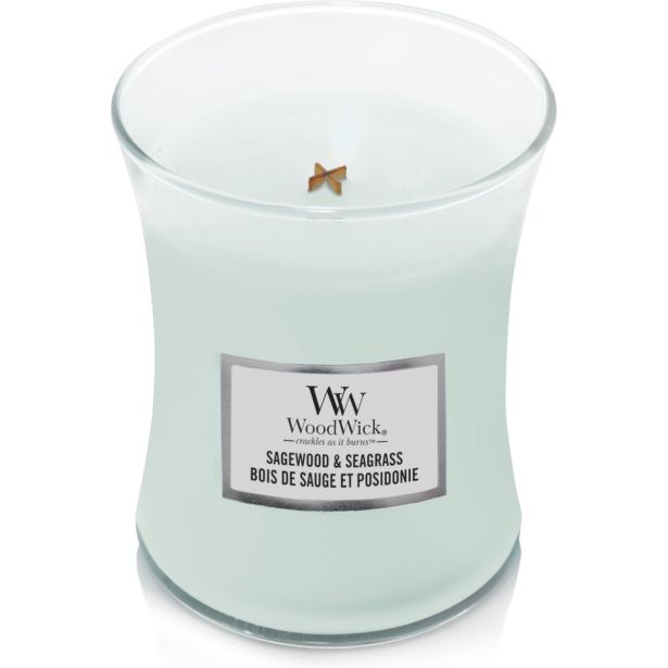 SVEČA V KOZARCU WOODWICK CLASSIC MEDIUM SAGEWOOD & SEAGRASS