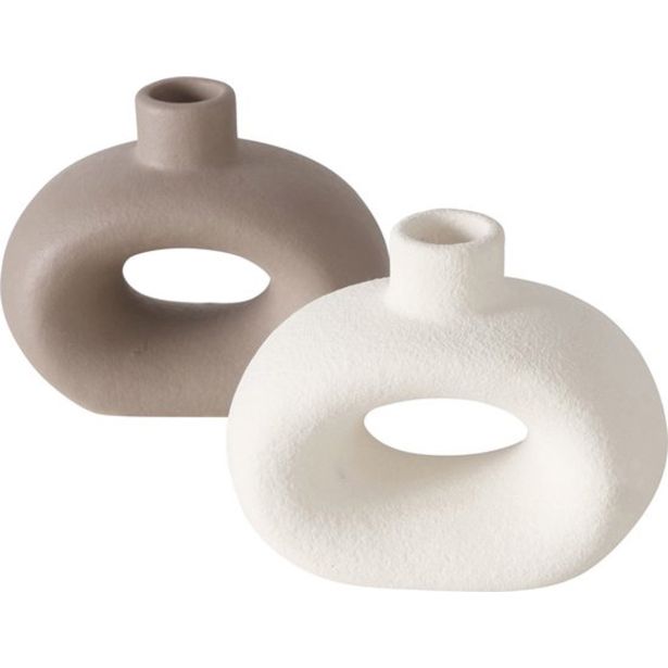 SVEČNIK BOLTZE BEL/BEŽ, KERAMIKA, SORT