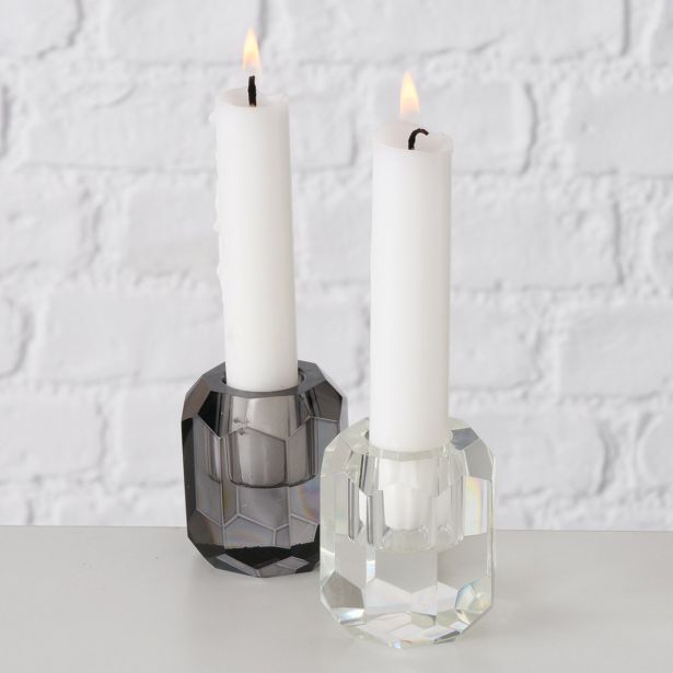 SVEČNIK BOLTZE PROZOREN/SIV, STEKLO, SORT