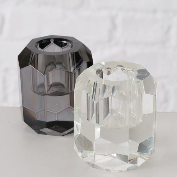 SVEČNIK BOLTZE PROZOREN/SIV, STEKLO, SORT