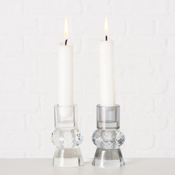 SVEČNIK BOLTZE PROZOREN/SIV, STEKLO, SORT