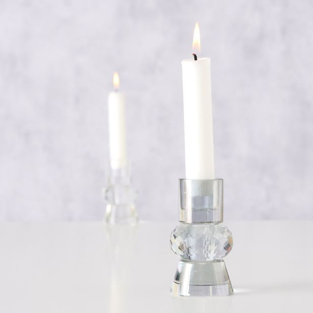 SVEČNIK BOLTZE PROZOREN/SIV, STEKLO, SORT