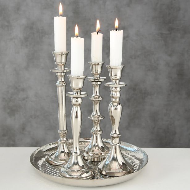 SVEČNIK BOLTZE SREBRN, KOVINA, 5/1