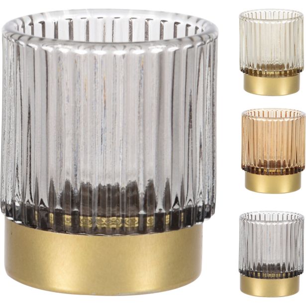 SVEČNIK EH ZA ČAJNO SVEČKO REBR. STEKLO, 7X8 CM