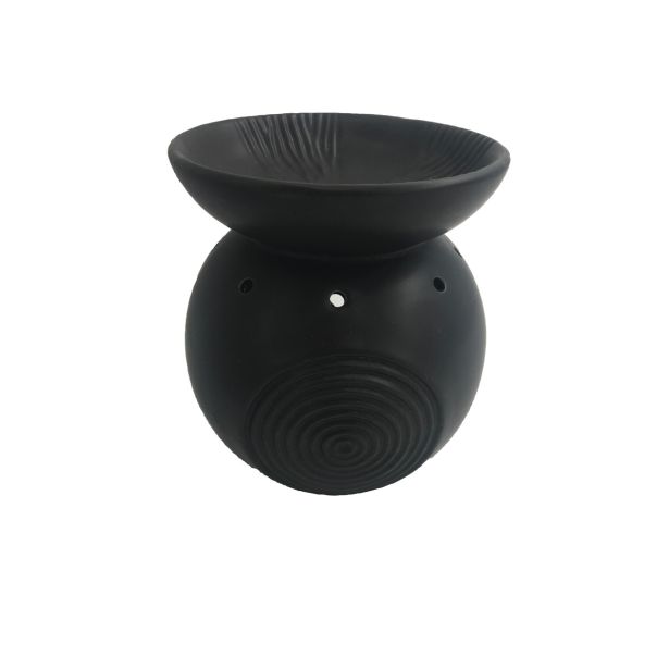 SVEČNIK MULLER IZPARILNIK RELIEF KERAMIK ČRN