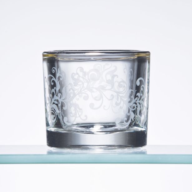 SVEČNIK STEKLARNA HRASTNIK SV CARMEN SMALL SREBRN STEKLEN