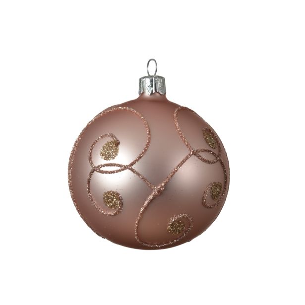 STEKLENA BUNKA SVETLO ROZA Z DEKORJEM, FI 80 MM