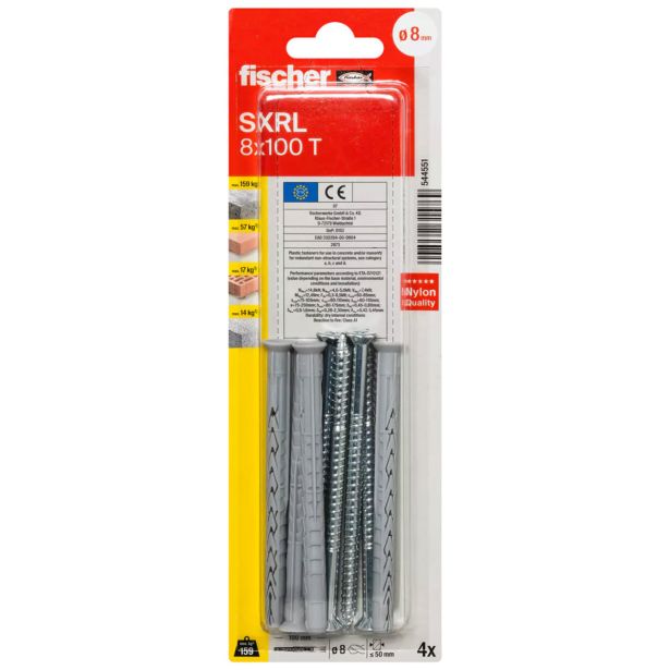 PRITRDILO ZA OKEN. OKVIR FISCHER SXRL 8X100 T K NV ZAV = 4 KOS