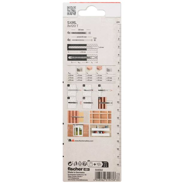 PRITRDILO ZA OKEN. OKVIR FISCHER SXRL 8X120 T K NV ZAV = 4 KOS