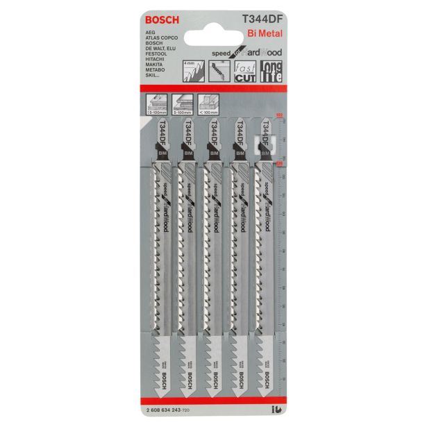 LIST VBODNE ŽAGE BOSCH T 344 DF 5-DELNI KOMPLET