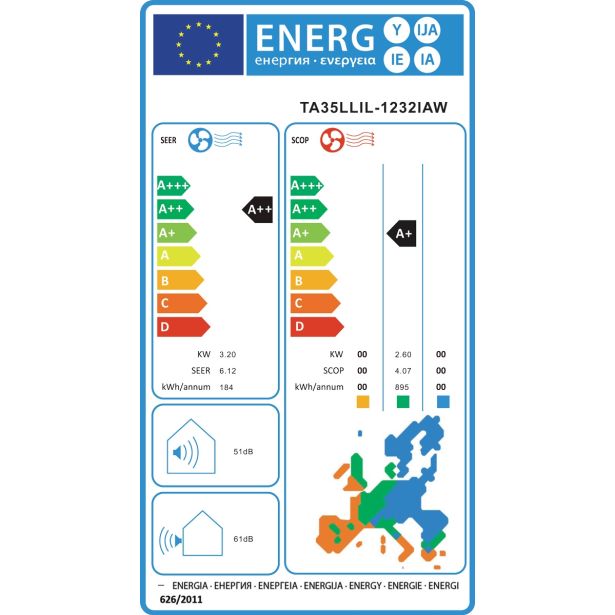 SPLIT ENOJNA INVERTER TESLA TA35LLIL-1232IAW 3.5KW, NOT+ZUN. ENOTA