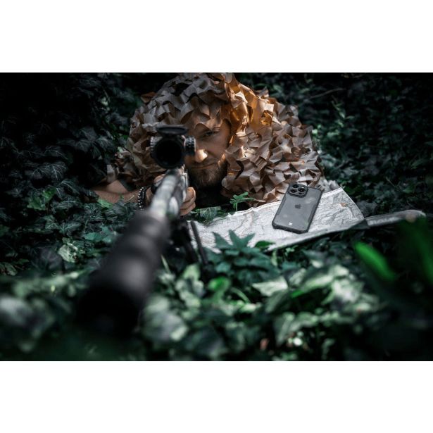 TACTICAL QUANTUM SILIKONSKI OVITEK ZA IPHONE 16 - PROZORNO ČRN