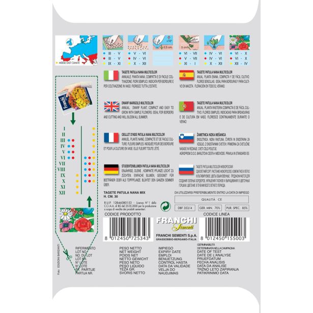 TAGETES FRANCHI SEMENTI VEČBARVNE ŽAMETNICE TAGETE NANO A FIORI DOPPI