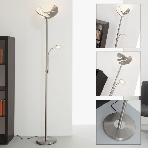 TALNA SVETILKA PRISMA FLOOR I 21W+3.5W LED MAT NIKELJ, OKROGLA