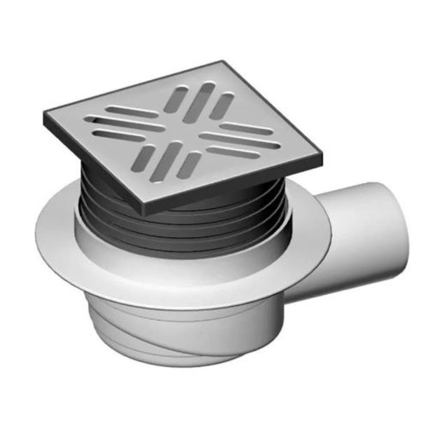 TALNI PVC SIFON LIV HORIZONTALNI DN 50 S PLOŠČO 105X105 MM