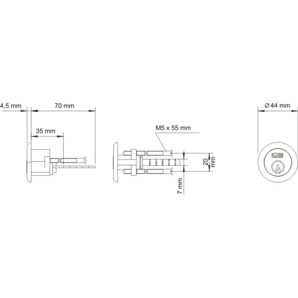 ZAPAHNA KLJUČAVNICA LOB TB61 PRIBITNA RJAVA, CILINDER NIKELJ Z 3 KLJUČI, UNIVERZALNA LEVO - DESNA.