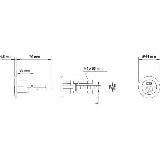 ZAPAHNA KLJUČAVNICA LOB TB61 PRIBITNA SIVA, CILINDER NIKELJ Z 3 KLJUČI, UNIVERZALNA LEVO - DESNA.