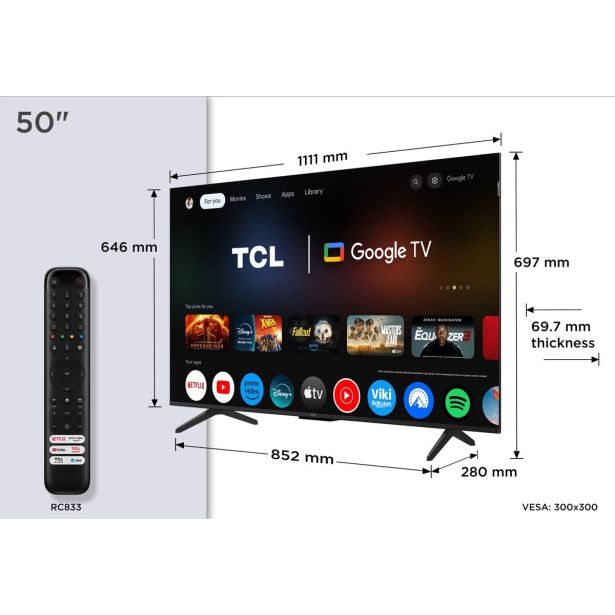 TELEVIZOR TCL 4K QLED TV 50P71K GOOGLE DOLBY VISION & ATMOS