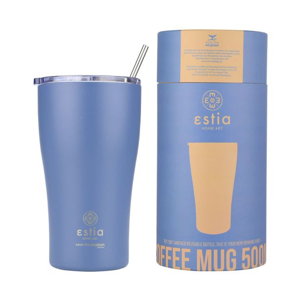 TERMO STEKLENICA, POSODA ESTIA 500 ML DENIM BLUE SKODELICA S SLAMICO