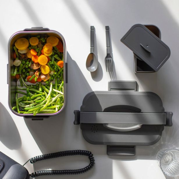 TERMO STEKLENICA, POSODA LIVOO ZA HRANO LUNCH BOX ELEKTRIČNA GRELNA SIVA