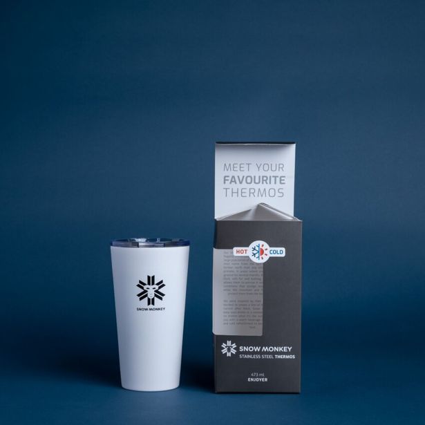 TERMO LONČEK SNOW MONKEY ENJOYER 0.47L BELA