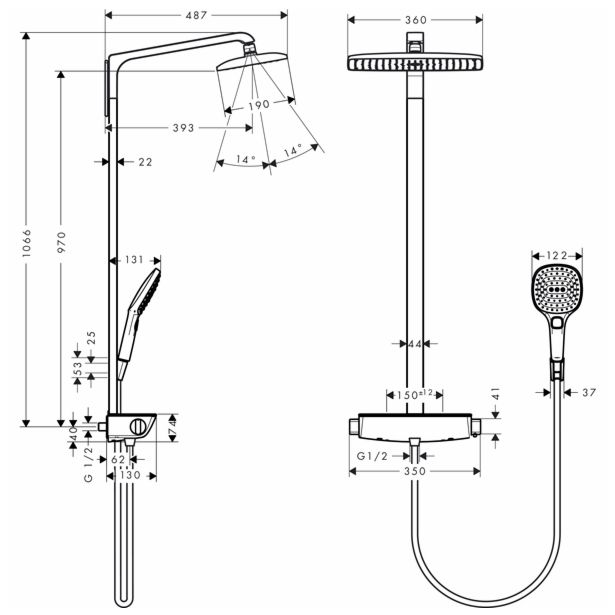 PIPA ZA TUŠ KAD HANSGROHE RAINDANCE SELECT 360 BELA/KROM