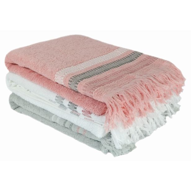 BRISAČA AMO LA CASA TERRY 70X140 CM BELA, SIVA, KORALNA