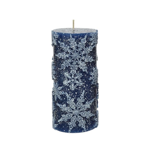 TOP SVEČA DECORIS S SNEŽINKAMI, FI 7 CM VIŠINA 15 CM, SORT