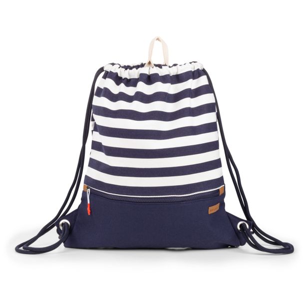 TORBA ZA NA PLAŽO SVILANIT VREČA Z NARAMNICAMI STRIPES MODRO-BELA